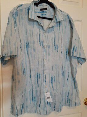 SAKS FIFTH AVENUE Men's Collection Abstract Linen Camp Shirt - Blue
